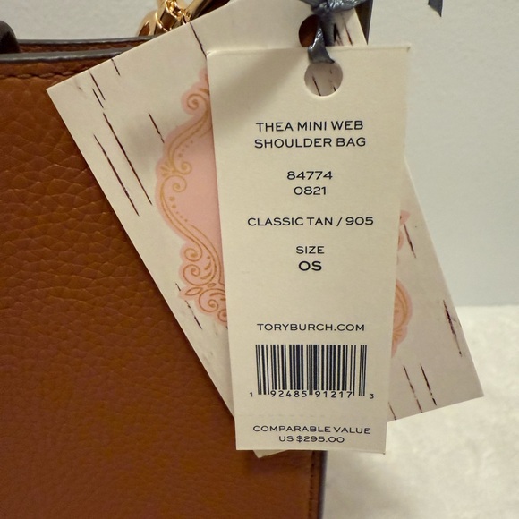 Tory Burch Mini Web Brown Pebbled Leather Crossbody Bag NWT - Picture 8 of 8